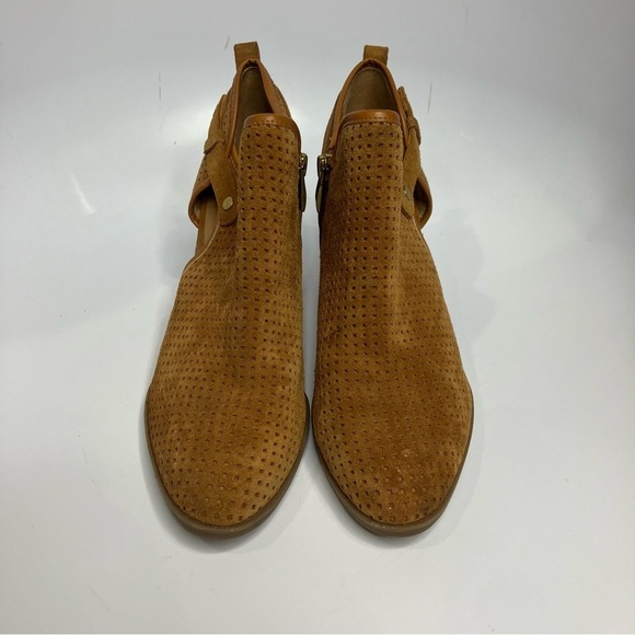 Franco Sarto Dakota ankle boots cognac perforated leather size 9 - Picture 3 of 10